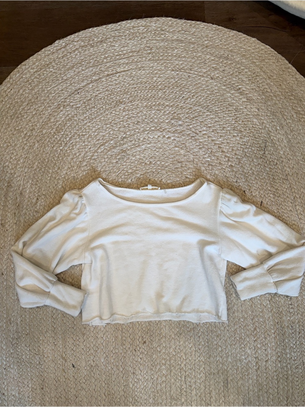 LoveShackFancy White Knit Top with Gold Logo Tag